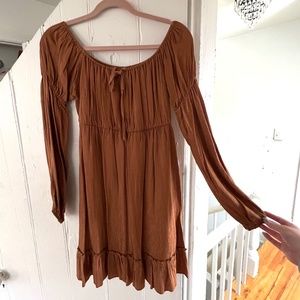 Light Brown / Tan Long Sleeve Dress